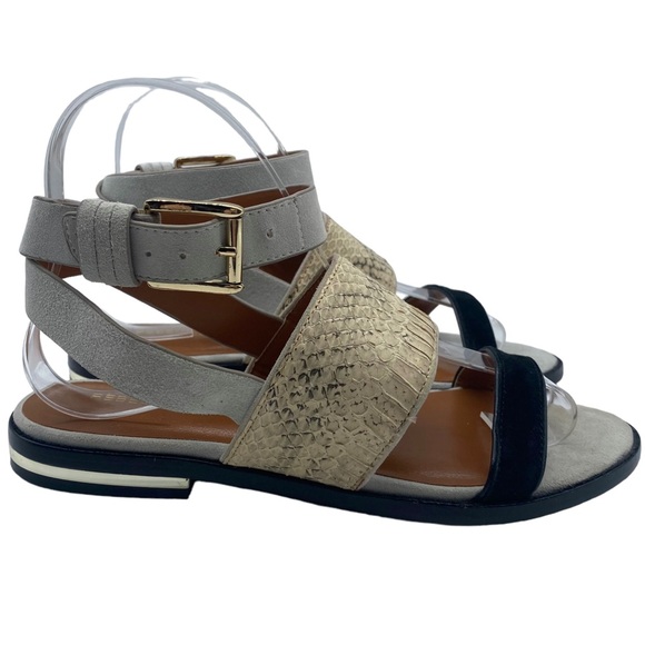 NEW Rebecca Minkoff Sandals Suede Lambs Fur Snake Print Size 6 - Picture 3 of 11